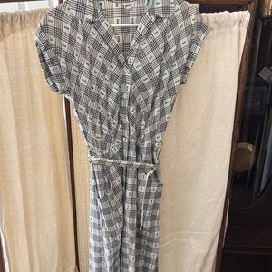 Vintage 1950’s-1960’s Checkered Midi Shirt Dress SZ Small HATTIE CARNEGIE